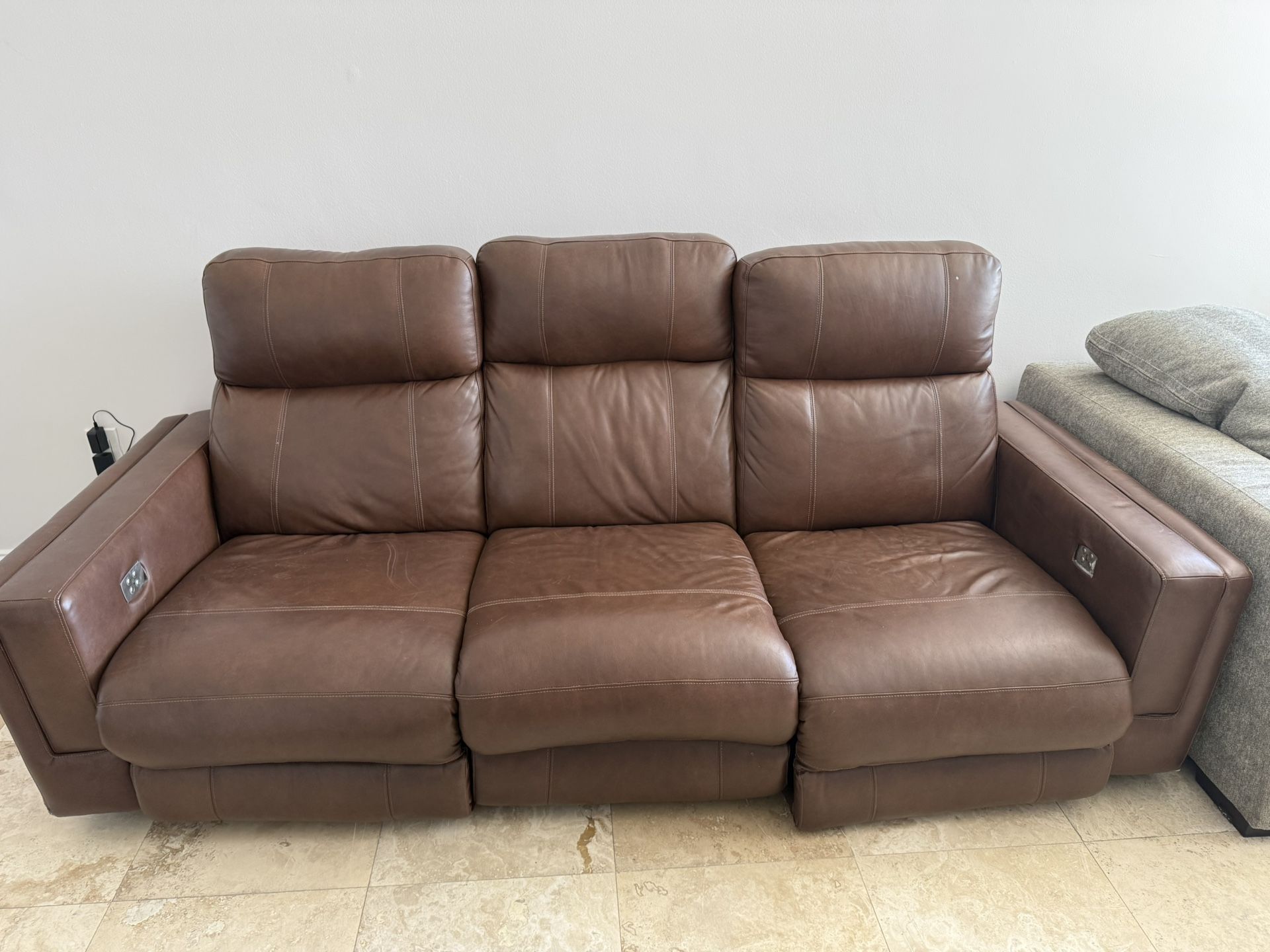 Brown Leather Couch 