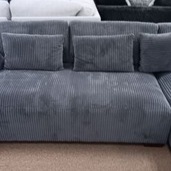 Grey Corduroy Sectional 