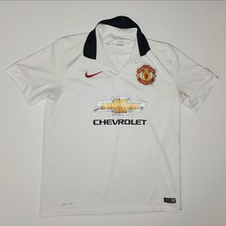 white Nike Manchester United Away Jersey from the 2014-2015 season men's size Large