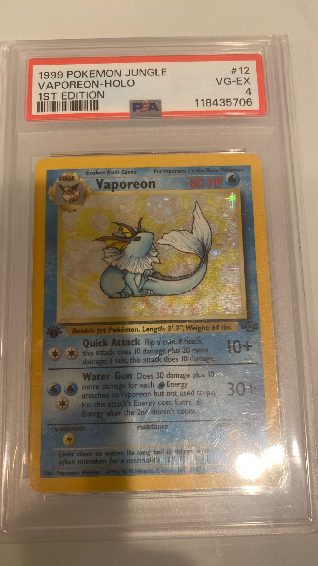 1st Edition Holo Jungle Vaporean Psa 4