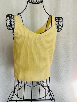 Yellow Knit Crop Tank Top