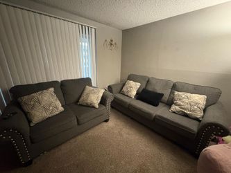 Gray Fabric Sofa and Loveseat Set