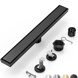 Matte black linear shower drain