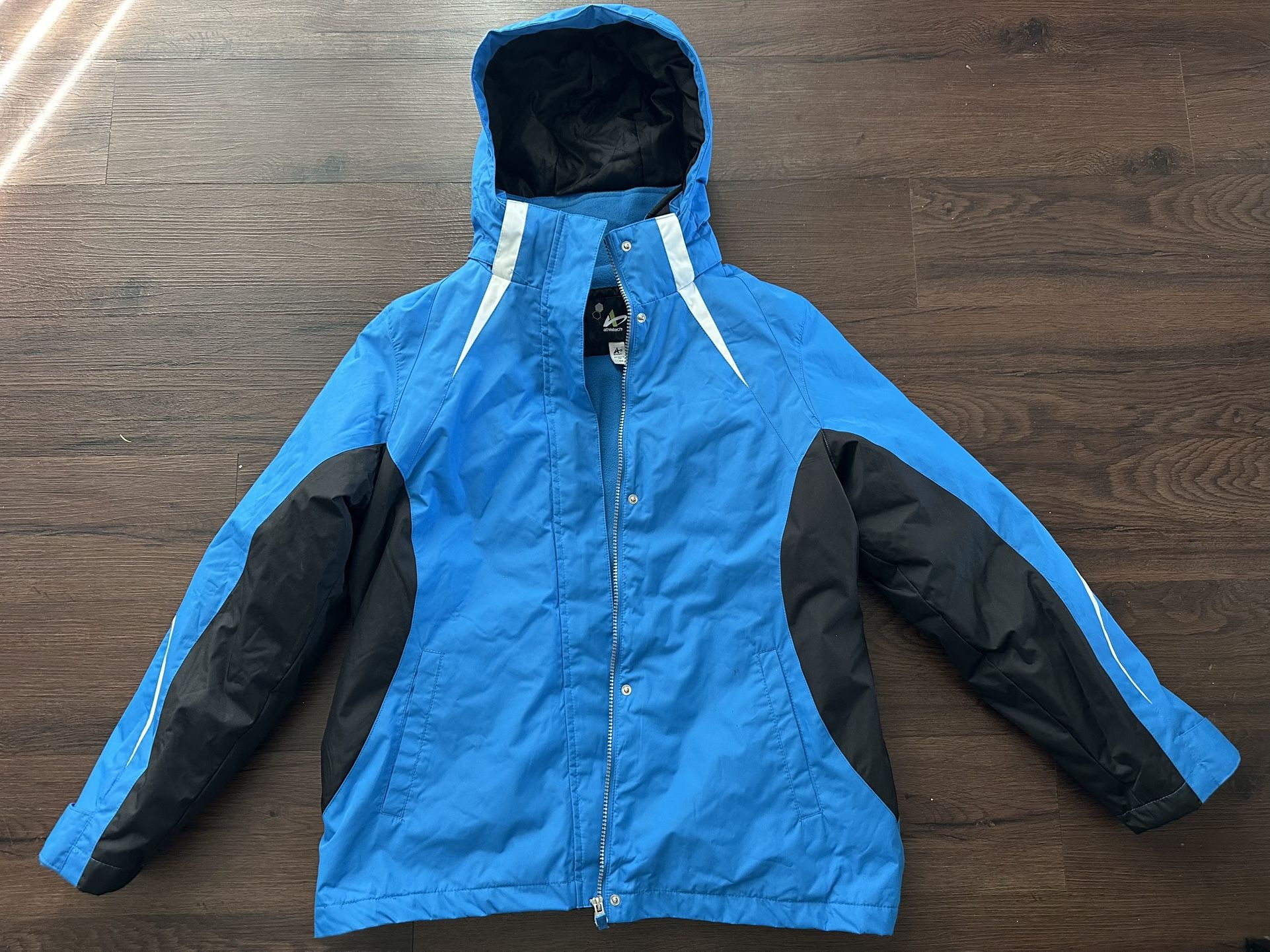 2 in 1 Athletech Blue Black White Zip Up Hooded Parka Jacket Woman’s Size M