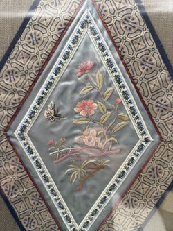 Beautiful Asian Silk  Embroidery Flowers Wall Art