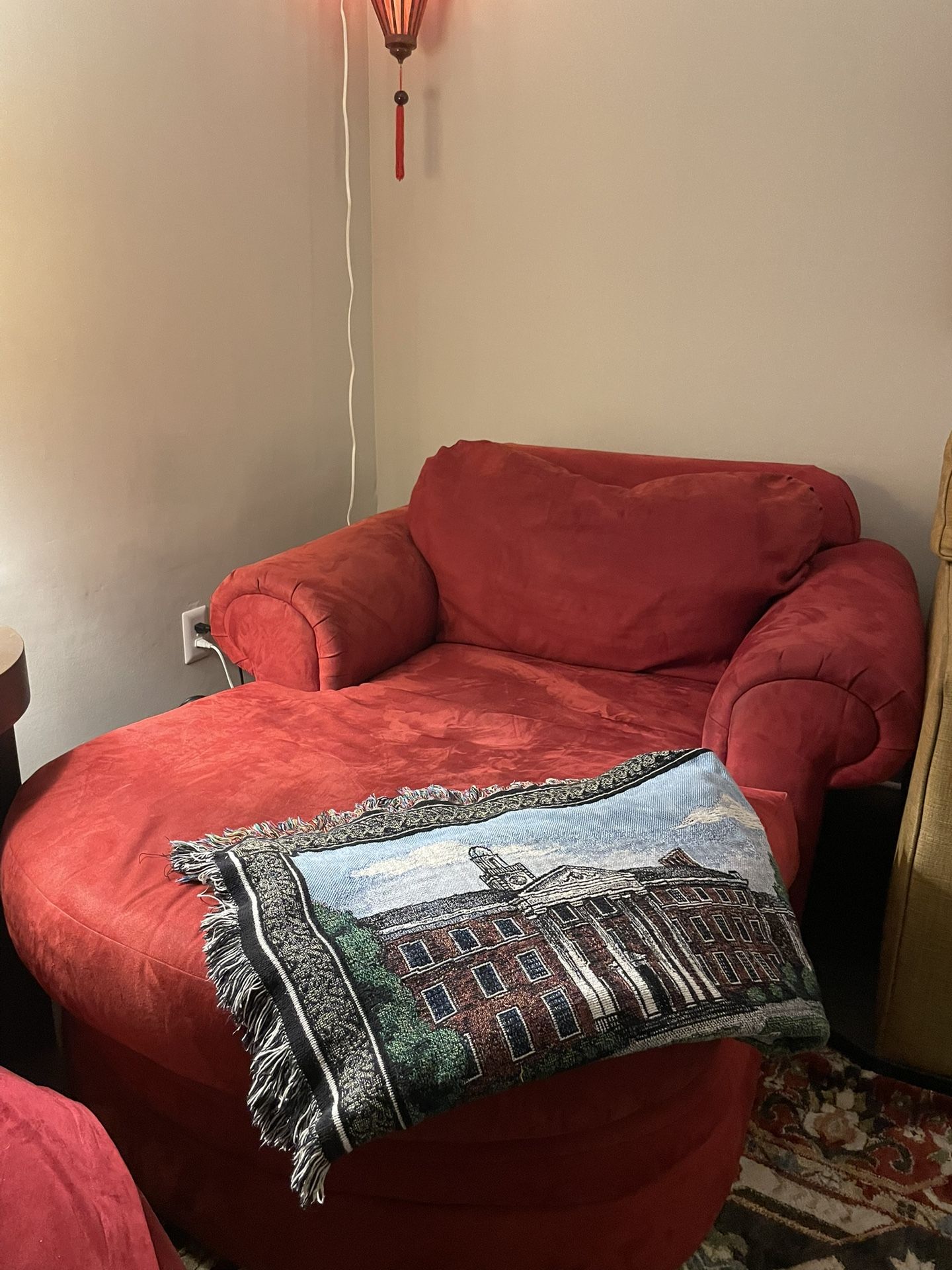 Soft Red Suede Lounge Couch