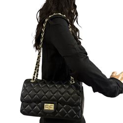 Quilted Classic Flap With golden chain strap Trendy Ladies Handbag Women Purse Crossbody Shoulder Bags