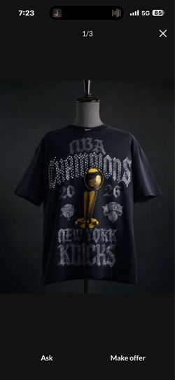 New York Knicks Nike Gray 2026 NBA Finals Champions Authentic Locker Room Limited Edition On Court T-Shirt Size XL