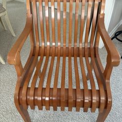Vintage sculptural bentwood slatted armchair