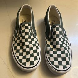 Vans Green checkered slip on shoes size 8
