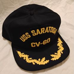 VINTAGE US Navy Hat Mens USS SARATOGA CV-60 U.S Navy Snapback Cap Blue USA