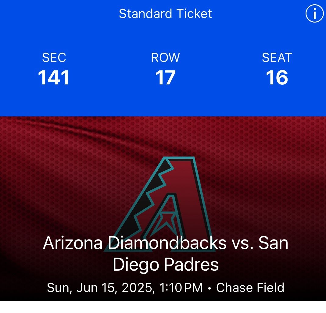 Dbacks Ticket For Sale