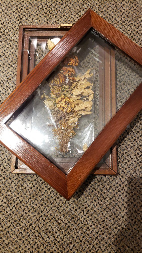 Pair of Vintage Wooden Shadow Boxes

