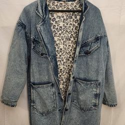 Vintage Acid Wash Denim Trench Coat.