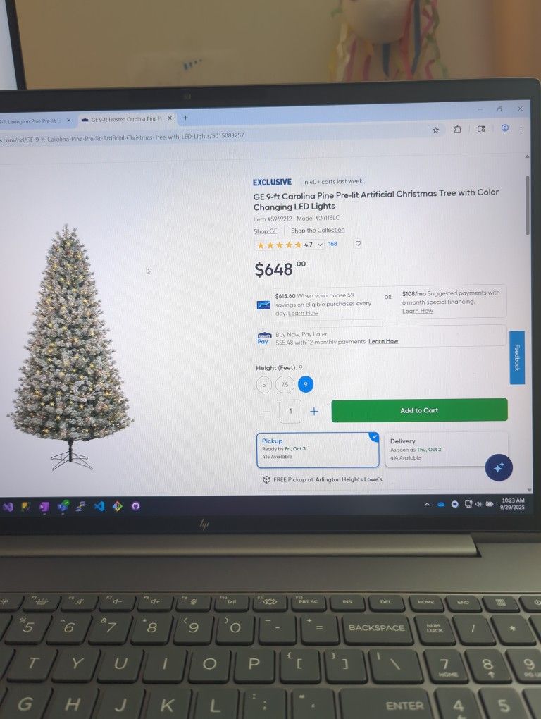 9-ft New Pine Pre Lit Christmas Tree Color Changing LED Lights