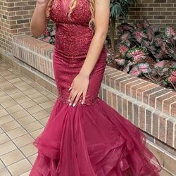 Burgundy Mermaid Prom Dress