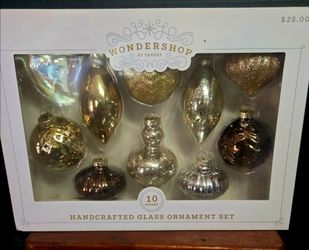 box of Wondershop at Target 10-Count Handcrafted Glass Ornaments