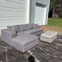 Grey Sectional Sofa with Ottoman