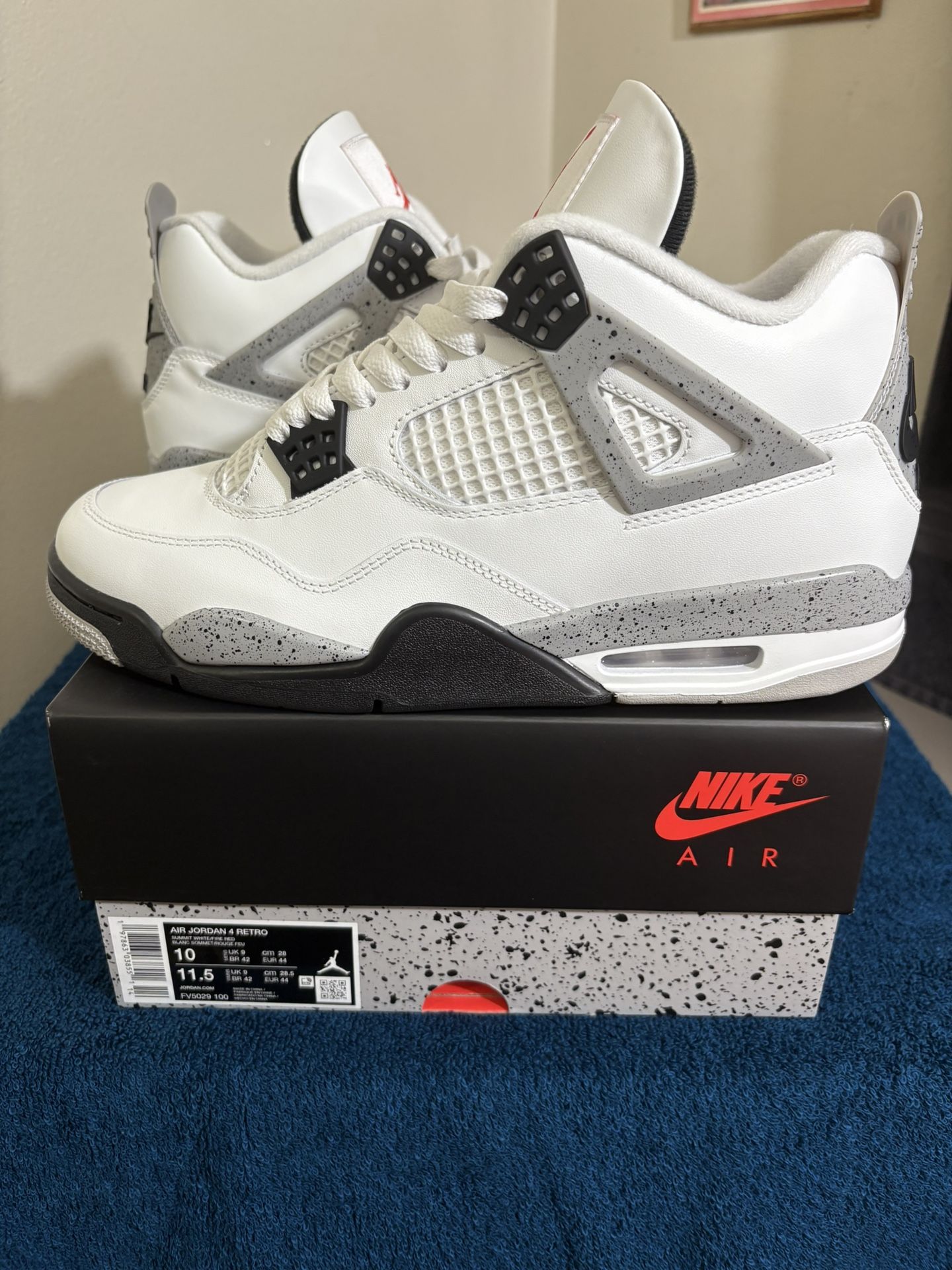 2025 Air Jordan 4 Retro White Cement Size 10