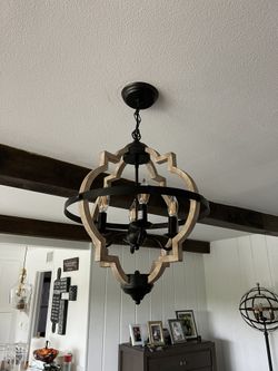 Farmhouse Wood Chandelier Just Put Up