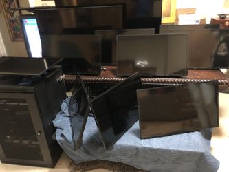 10 Monitors Tv/hd32” Wide Screen Tripp-lite Box With All Equipment Amp Hookups Etc…