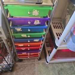 10 Rainbow Plastic Drawers With Wheels 