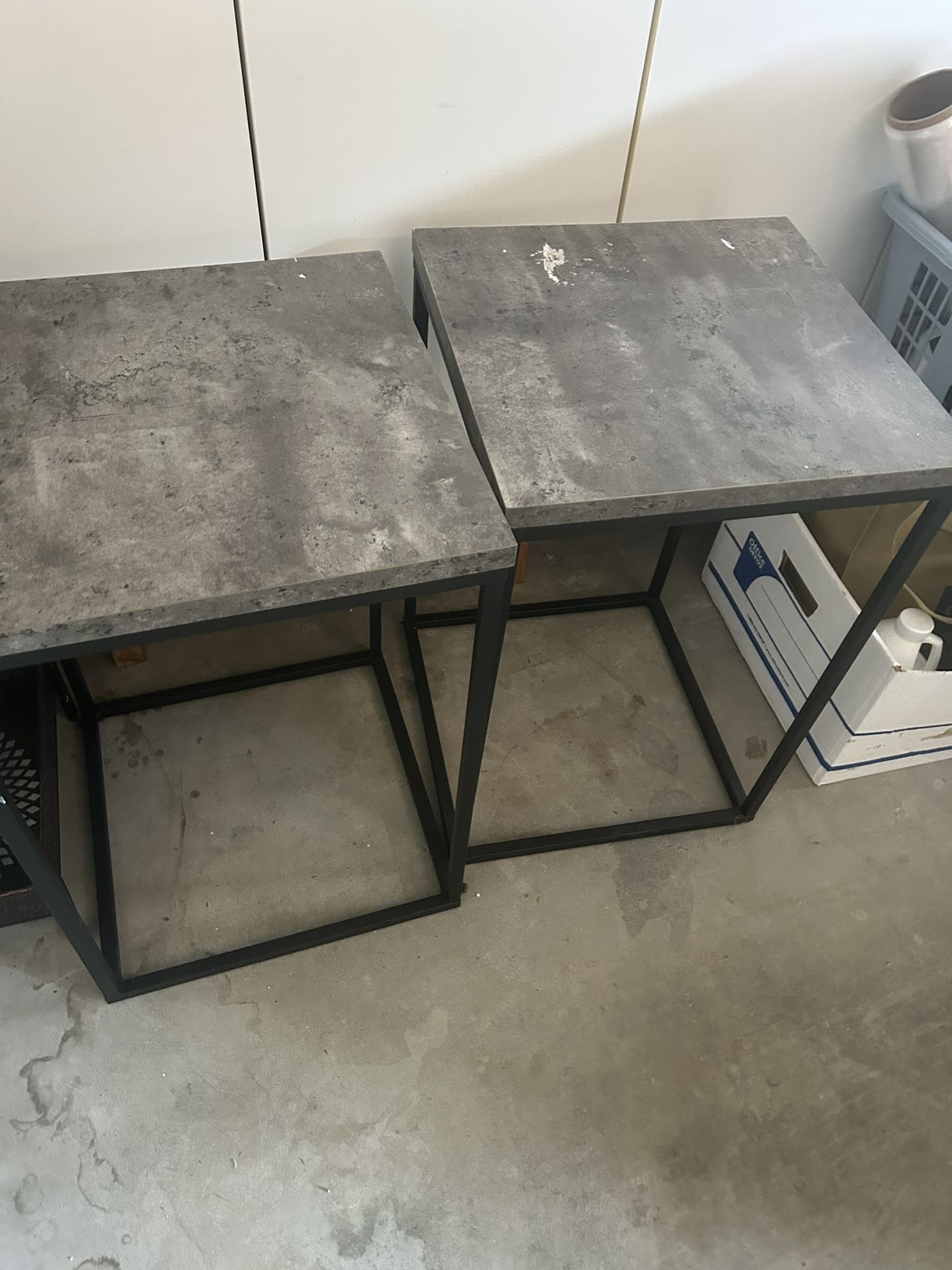 To matching black iron, small end tables