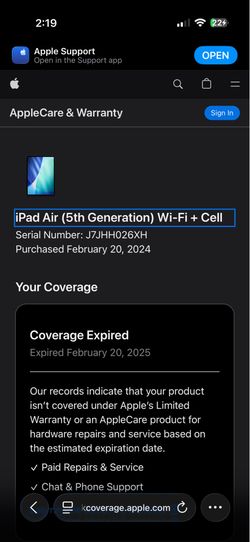 iPad Air 5th Gen M1 WiFi + cellular 64GB