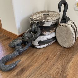Vintage Wood and Steel Lifting Blocks Set (Reduced Price )