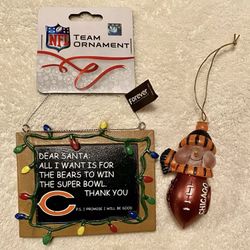Set of 2 CHICAGO BEARS Ornaments - Forever Collectables - New - Light Up