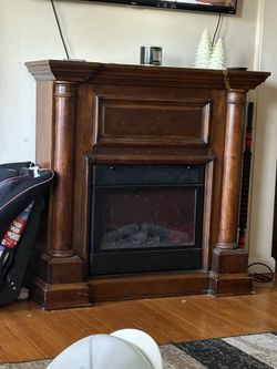 Dark Brown Electric Fireplace