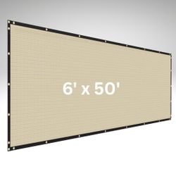 New, Beige 6 x 50 FT Privacy Fence Screen