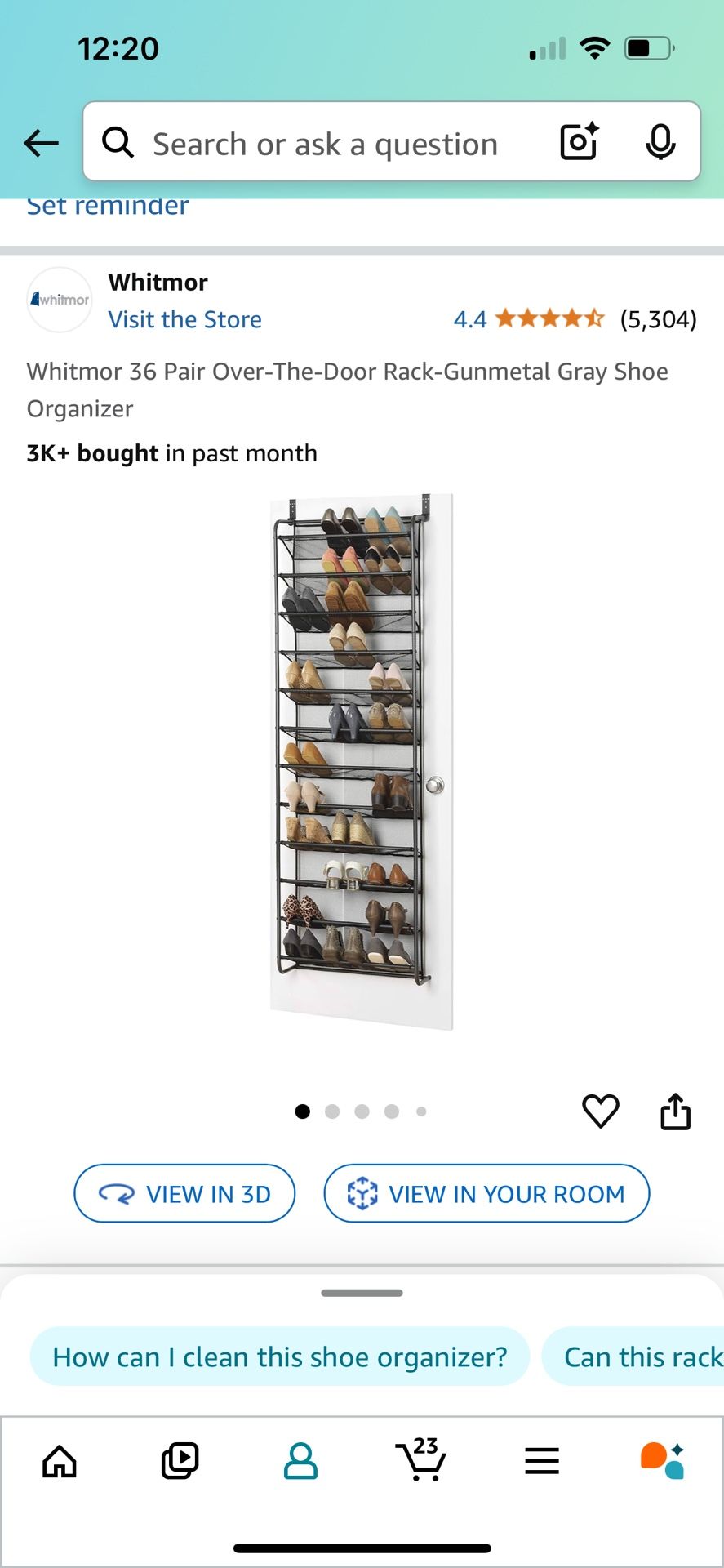 Shoe Rack (Must Be Screwed Into Door To Work Properly)