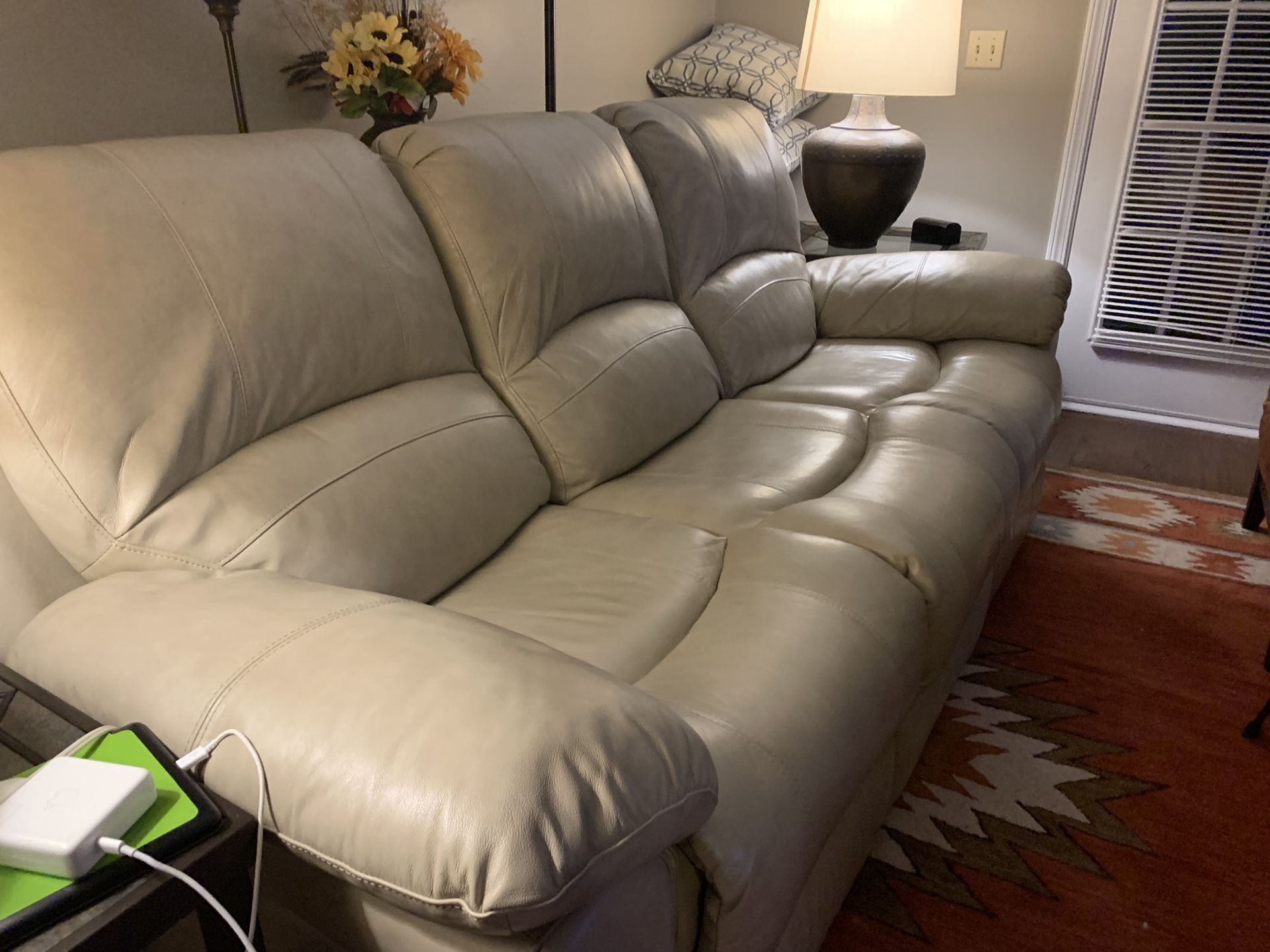 Vercelli Stone Leather Reclining Couch