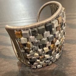 Silver and stone Cuff Bracelet 