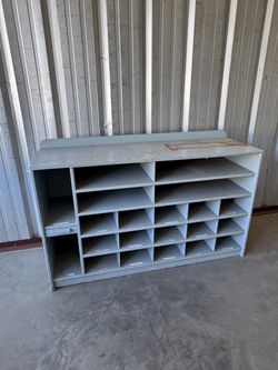 Vintage Solid Wood Mail Sorter Cubby Cabinet – 54” Wide