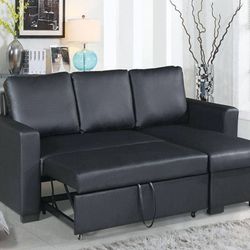 2pcs sectional sofa w/storage chaise & pulloutbed