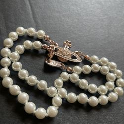 Vivienne Westwood rose gold pearl necklace