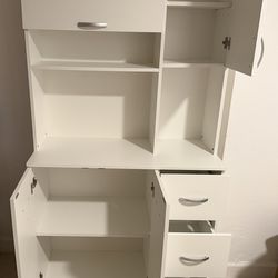 Freestanding Kitchen Pantry with 2 Large Cabinets