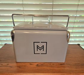 Retro Vintage Grey Metal Ice Box Camping Picnic Gear