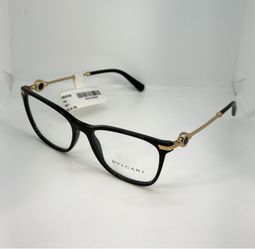 Bvlgari BV4169-B 501 Women's Black & Gold Cat Eye Eyeglasses Frame - 54-17 140