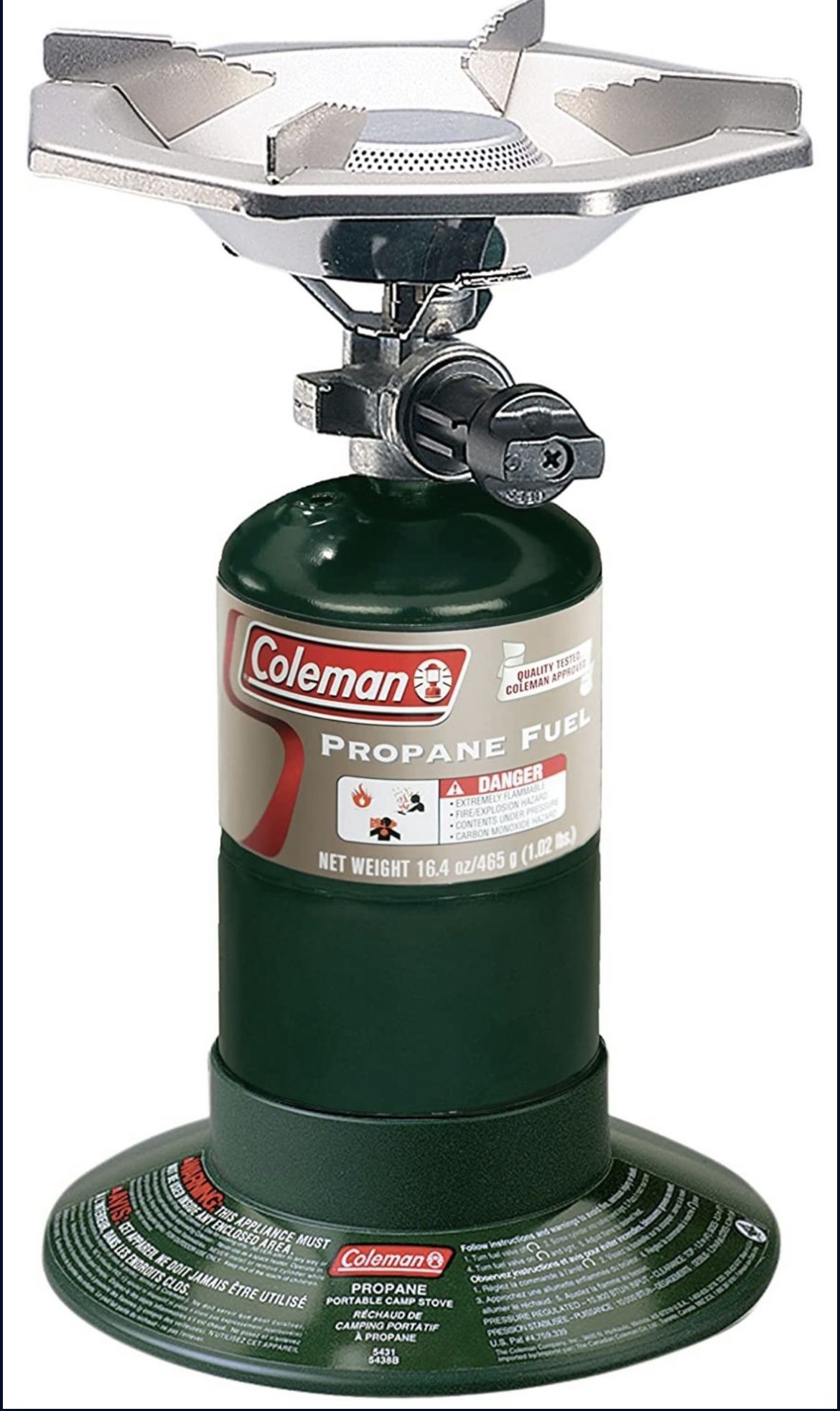 Coleman Portable Bottletop Propane Camp Stove w Adjustable Burner