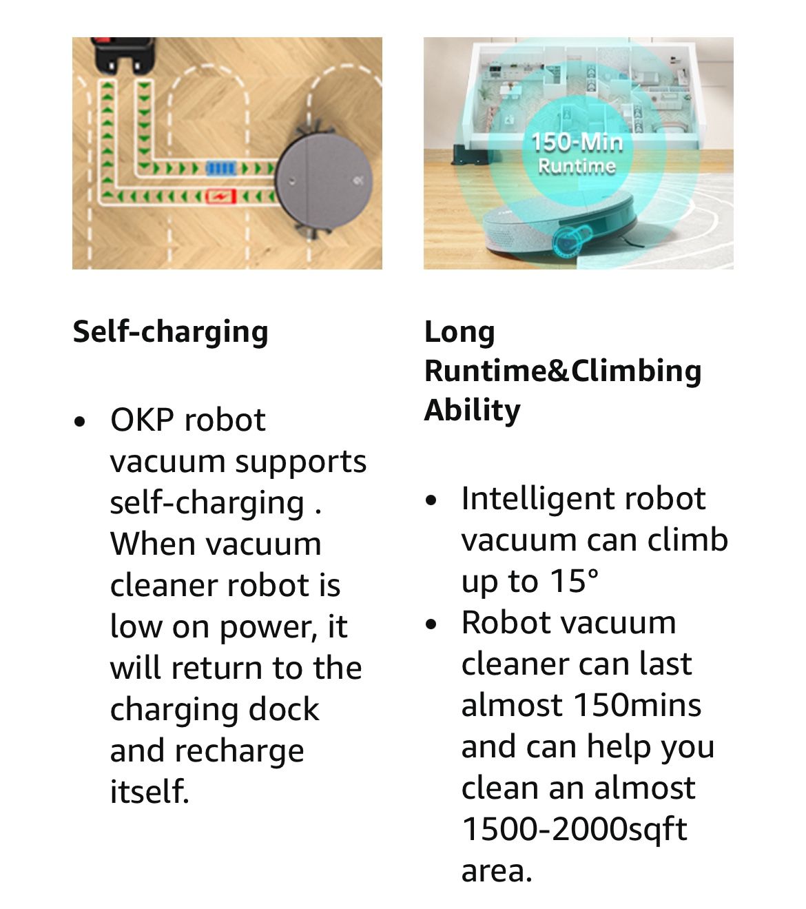 OKP K4 Robot Vacuum, Robotic Vacuum Cleaner