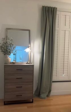 4-Drawer Wood Finish Dresser with Metal Base
