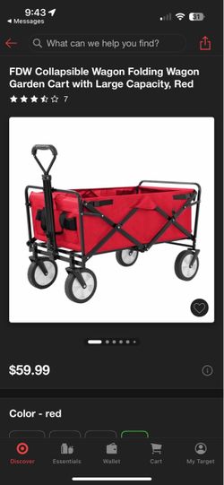 FDW Collapsible Folding Wagon Garden Cart – Red