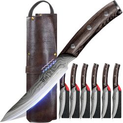 6-Piece High-Carbon Steak Knife Set with Roll