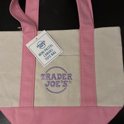 Pink Trader Joes Canvas Tote Bag 