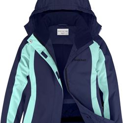 Waterproof Ski Jacket,Warm Winter Snow Coat,Hooded Fleece Outwear,Windproof RainCoat
