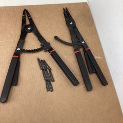 16" Circle Circlip Ring Retaining Snap Ratchet 2 Plier 12 Tips