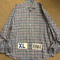 Alan Flusser Multicolor Plaid Long Sleeve Button-Down Shirt